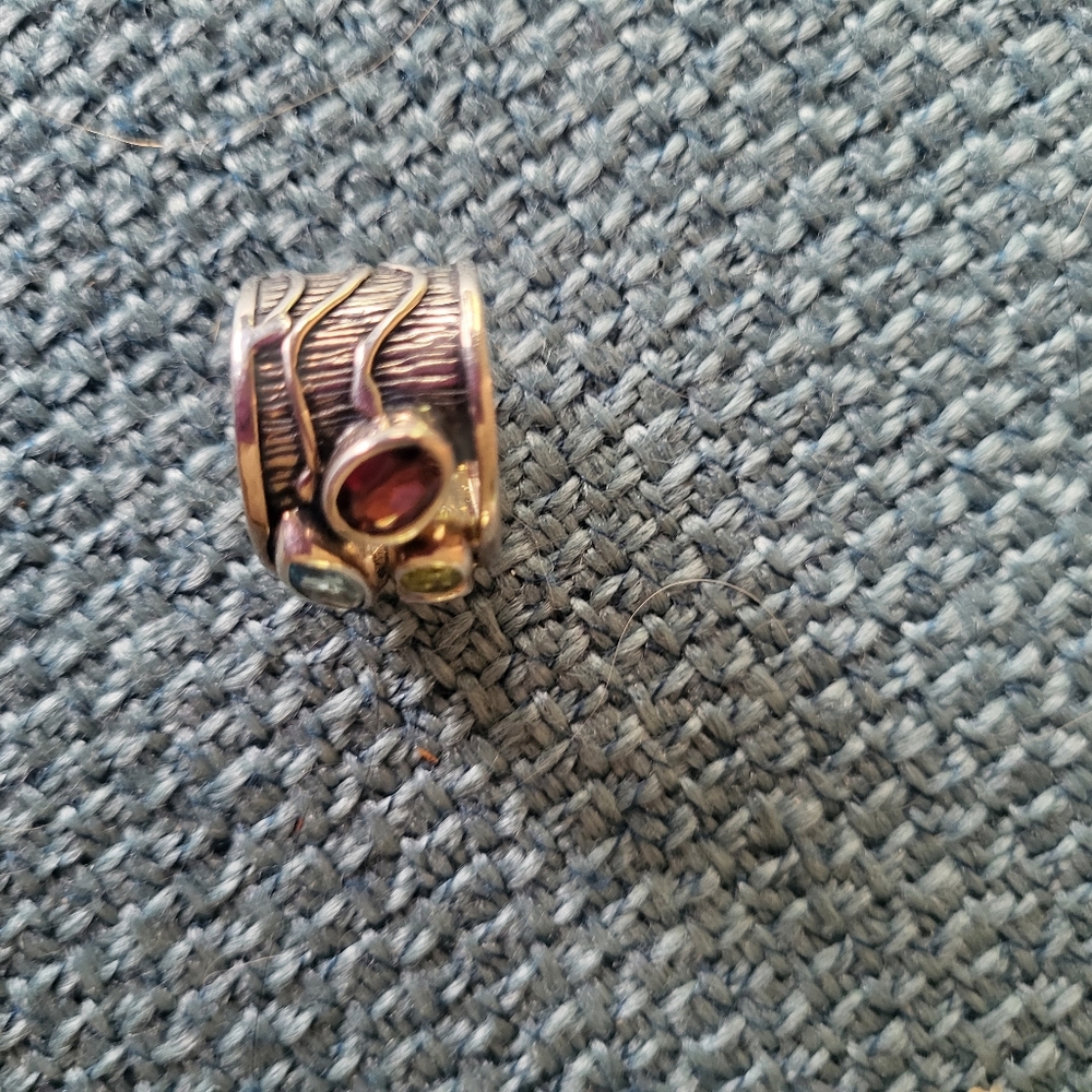 .925 Multi-Color Gemstone Silver Ring - image 6